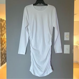 Artizia TNA Chill Malibu Ruched Long Sleeve Mini Dress In White Size XL NWOT